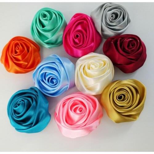 100bag 10Pcs/Lbag Handmade 5.5Cm Fabric Satin Rose Flowers Artificial Flower DIY For Bridal Wedding Bouquet sport toy