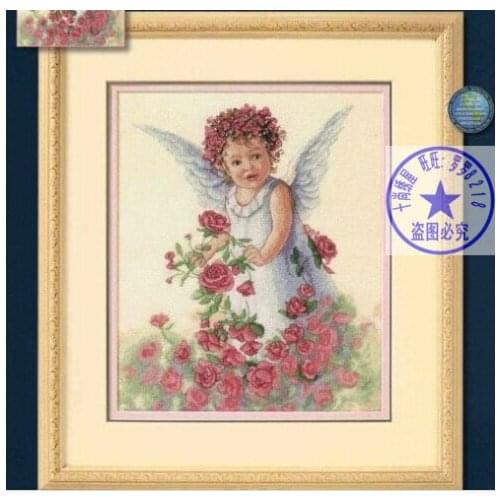 100% egypt COTTONFREE delivery lovely counted cross stitch kit rose flower angel fairy dimensions 13729