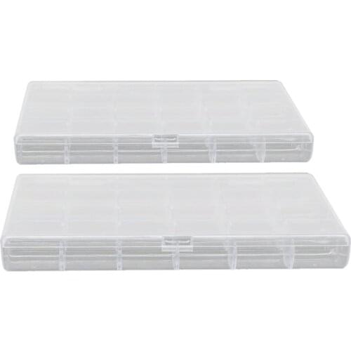 2 Pieces 24 Slots Case Storage Holder Box Clear For Trinkets Gadget