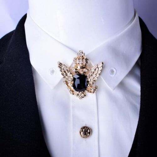 2pcs Vintage Men Women Unisex Rhinestone Wing Alloy Brooch Suit Collar Pin
