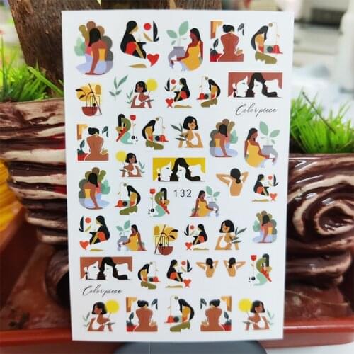 3D Nail Sticker Decals Self-adhesive Stickers for Nails Fashion Woman Flowers Line Stickers for Manicure Nail Art Decoration