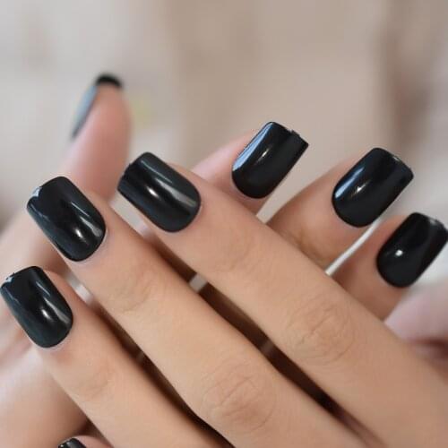 Black Square Press On Nails Professional Acrylic Full Cover False Nails Designer Finger Wholesale Nail Tips