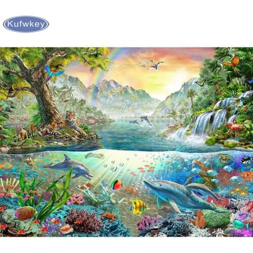 5D DIY full Square drill Diamond painting Cross stitch Dolphin & Rainbow Rhinestone diamond embroidery animals Mosaic decor gift