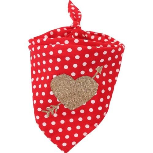 Dog Bandana Dot With Heart Pet Valentines Day Christmas Cat Dog Cotton Plaid Love Scarf Small Large Dog Bibs Kerchief Bow Tie