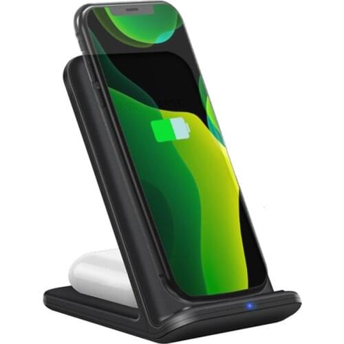 15W Qi Wireless Charger 2 in 1 for Samsung S21 S20 S10 Note 20 Fast Charging Stand For iPhone 12 11 Pro XS XR X 8 Airpods Pro