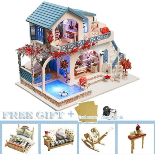 BOA ROOM DIY Dollhouse Wooden Doll House doll Houses Miniature Furniture Kit Toys for Children Birthday Gift