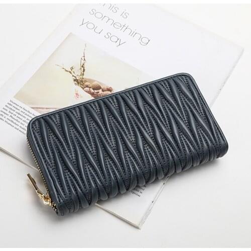San Maries Long Designer Wallets Famous Brand Women Wallet Genuine Leather Zipper Purse High Capacity Cell Phone Bag Luxury
