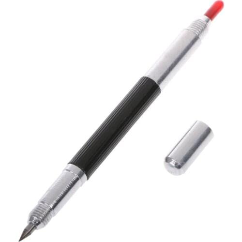 Double End Sharp Tungsten Steel Tip Kraspen Clip Pen Keramiek Glas Shell Metalen Constructie Markering Gereedschap 137Mm Precise