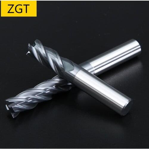 ZGT Tungsten Steel Milling Cutter HRC50 4 Flute Endmill Alloy Carbide End Mill 8mm 10mm 12mm 14mm 16mm 18mm 20mm Milling Tools