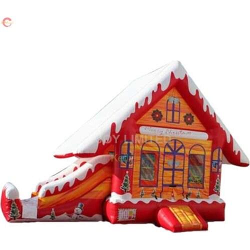 Giant Inflatable Gingerbread Bouncy House Slide Combo Christmas Jumping Bounce House With Slide