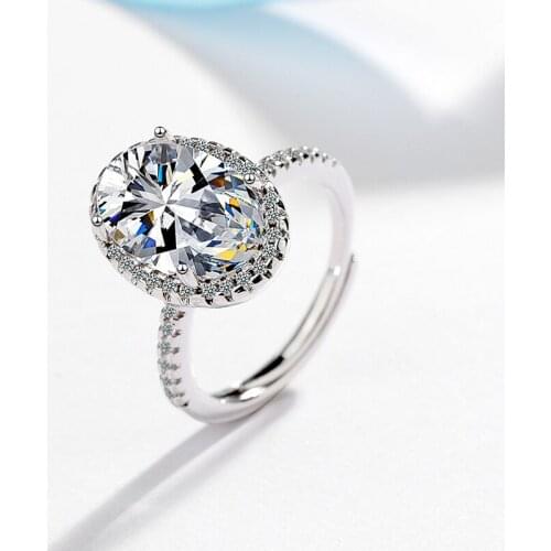 New Fashion Women Jewelry Oval Geometric Cubic Zirconia Stone Rings Elegant Wedding Anniversary White Gold Color Ring Fine Gift