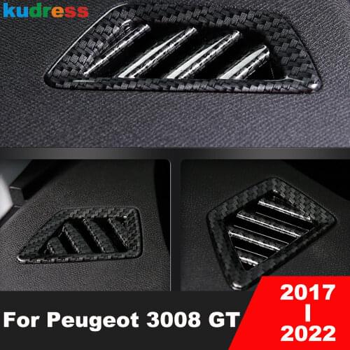 For Peugeot 3008 GT 2017-2020 Carbon Fiber Car Front Upper Air Conditioning Vent Cover Trim AC Outlet Interior Accessories LHD