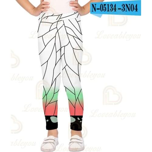 2020 Summer Party Costume Print Trousers Anime Demon Slayer Kimetsu No Yaiba Kochou Shinobu Cosplay Kids Boys Girls 3D Pants
