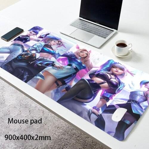 LOL KDA ALL OUT Seraphine Customized 2mm Thickness Gaming Mousepad Large Rubber Gamer Mouse Pad 900x400 Mats laptop mousepad mat