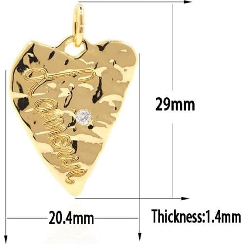 Copper Unsmooth Heart With Crystal Charms Gold Heart Pendant Charms For DIY Jewelry Making Handmade Accessories