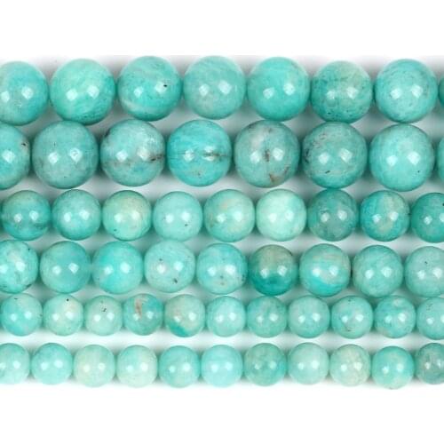 Natural Blue Amazonite Stone Round Loose Beads For Jewelry Making 6/8/10mm DIY Bracelet Necklace