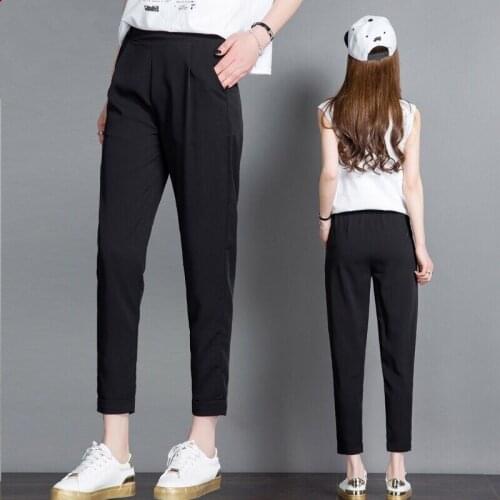 2020 new women pants slim legs casual fashion solid color chiffon large size M-7XL Ankle length pants