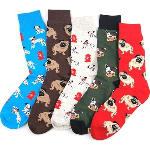 2021 New Novelty Socks Funky Dog Pet Pug Shiba Inu Beagle Buldog Hosiery Women Ladies Socks Men Unisex Cotton Happy Socks Female