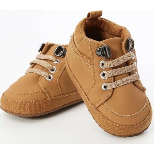Pudcoco Infant Baby Boy Girl Boys Casual Shoes Newborn Soft Sole Non-slip Solid Lace -Up Sneaker Baby First Walkers 0-18 Months
