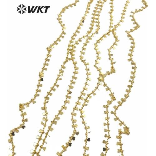 WT-BC138 Wholesale Brass Chain With Gold Electroplated Small Heart Shape Pendant Women Jewelry Chain Making