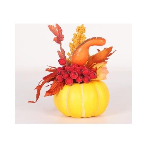 Autumn Fall Harvest Thanksgiving Halloween Decor 15cm Artificial Pumpkins Maple Leaf Pomegranate Table Home Decor House Prop