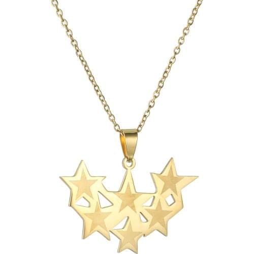 Gold Color Stainless Steel Necklace For Women Classic Hollow Star Choker Pendant Necklace Engagement Jewelry Gift Wholesale