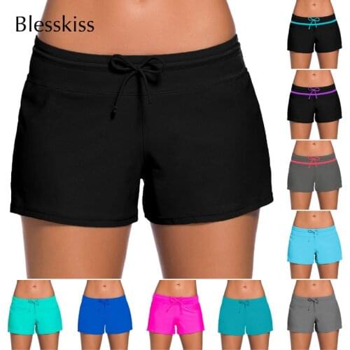 Blesskiss Plus Size Swim Shorts Women Bathing Suit Brazilian Bikini Bottoms Gym Swimsuit Swimwear Sport Shorts Bikini Panties