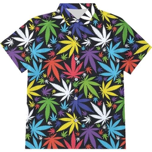 IFPD EU/US Size 3d Maple Colorful Leaf Button Shirts Fashion Men Women Plant 3d Print Shirt Summer Harajuku Plus Size Streetwear