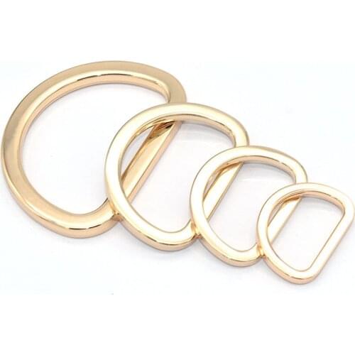 Light Gold Metal D Rings Connector Buckles D Bag Clasp D Loop Connectors D Circles Belt Strap Buckles for Handbag Webbing Purse