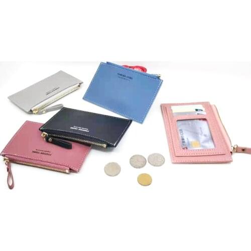 Mens and womens fashion PU zipper card bag bank card bag ID card bag keychain coin bag cute student multi-card card holder