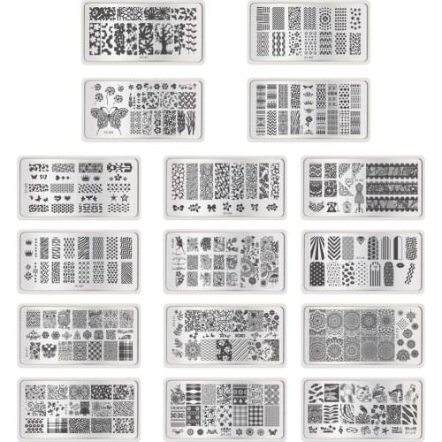 Hot Sale 16 Styles DIY Nail Decorations Nail Stencils Nails Art Stamp Templates Plates for Gel Nail Polish Manicure Image Plate