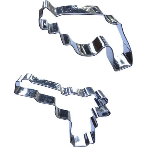 Pistol shape 2 pieces biscuits cutting molds, baking tools, cake decorating soft candy tools