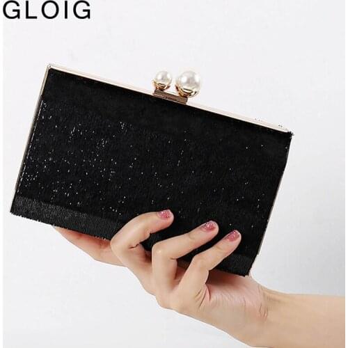 Metal Luxury Chain Shoulder Velvet Metal Beaded Evening Bags Clutches Cocktail Handbags Wallets