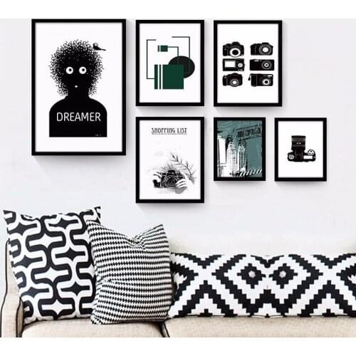 Vintage Camera Wall Art Canvas Posters Prints Nordic Quote Paintings Black White Wall Picture for Living Room Canvas Bedroom