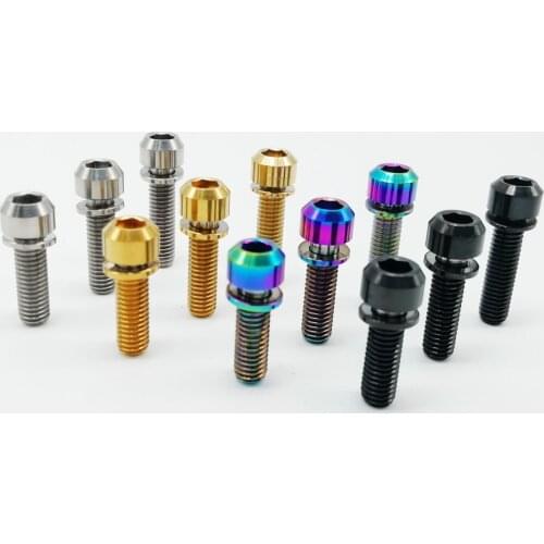 M5x16mm M5X18mm M5x20mm Screws Bolts Ti Titanium Bicycle Stem Bolt Mountain Bike Ultralight Stem Screw with Washer Gasket