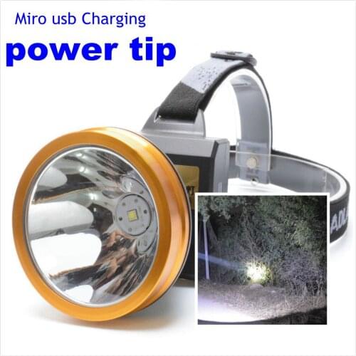 High power micro usb led headlamps rechargable lighting outdoor lamp with power tip for hunting fishing