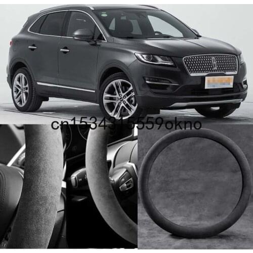 For Lincoln MKZ MKX MKC MKS Black Alcantara Suede Car Steering Wheel Cover Car Accessories