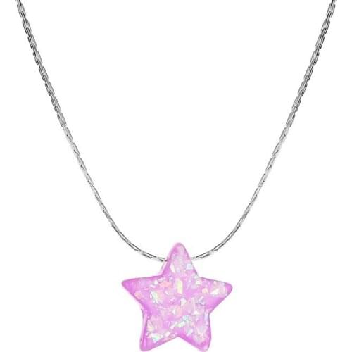 Female Thin Chain Necklace Invisible Chain Small Butterfly Love Necklace Women Resin Star Heart Choker Necklace Collier Femme