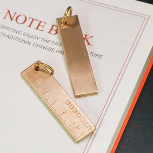 1 pcs Mine Multifunction Thickening Portable Brass Ruler 6 CM with Keychain