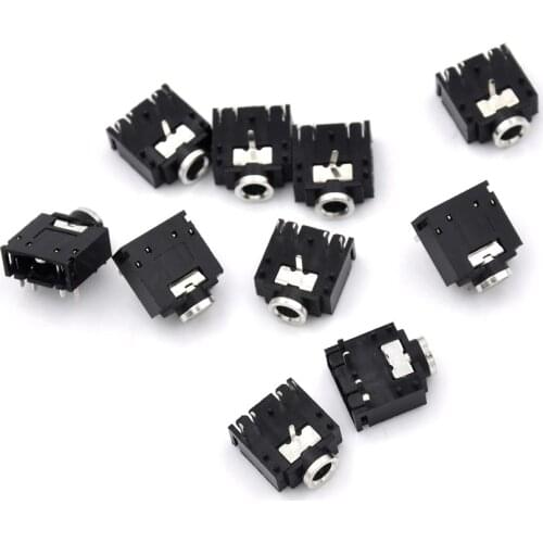 10Pcs/lot 3.5mm 1/8" Female Audio Connector 5Pin Stereo Headphone Jack PCB Mount High Quality