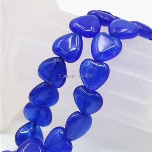 15mm Hot Sale Accessories DarkBlue Chalcedony Loose Beads Heart Stone Crafts DIY 15inch Jewelry Making Women Girls Gifts Gems