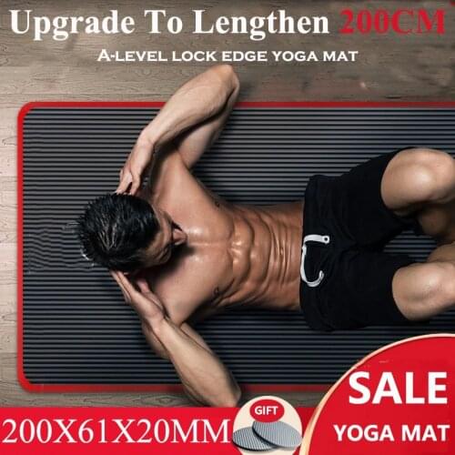 200CM15MM Hemming Sport Thick Natural Rubber NRB Non-Slip Yoga Mat Fitness Sports Gym/Home Pilates Tasteless Mul-Color Pads Gift