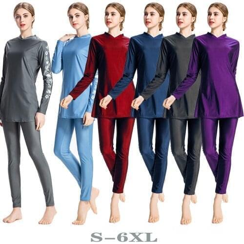 2021 Muslim conservative swimsuit Hui three piece sports Suit Swimsuit set