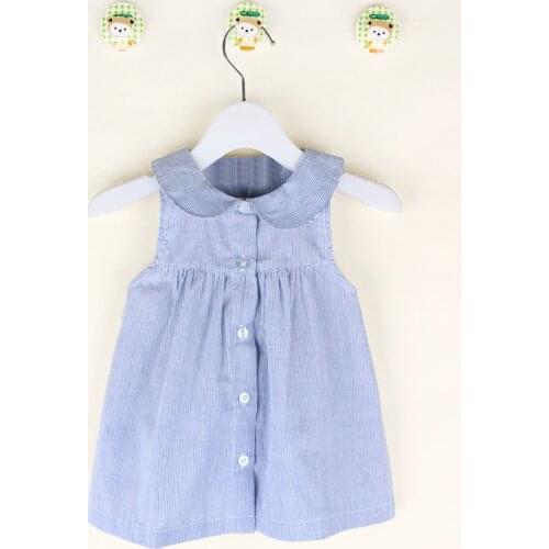 2021 Girls Dresses Toddler Kids Baby Girls Sleeveless Doll Collar Button Solid color Dress Casual Girls Clothing Ropa para niñas