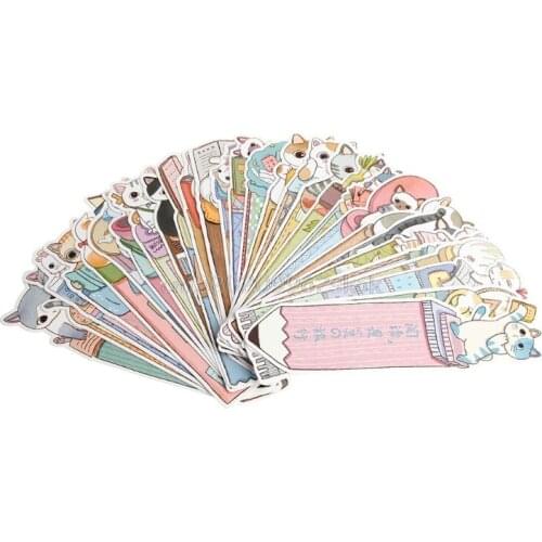 30 Pcs/pack Cat in Book Bookmark Paper Cartoon Animals Bookmark Promotional Gift Stationery Film Bookmark J22 dropshipping
