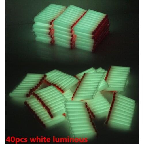 40Pcs 7.2cm white Luminous Soft Bullet Refill Whistler Dart Sniper with Hole Mega Centurion Refill Foam Bullet for Nerf gun toys