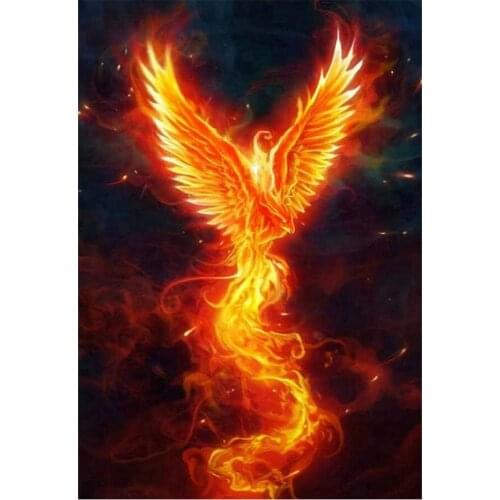 5d diamond painting fire phoenix cross stitch full square / round drill landscape animal 3d handmade mosaic diamond embroidery