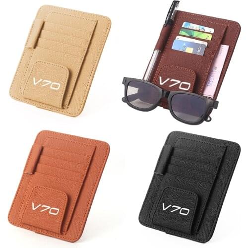Car Accessories for VOLVO V70 Sunglasses Clip Car Storage Bag Multifunctional Sun Visor Bill Business Card Holder Storage Box