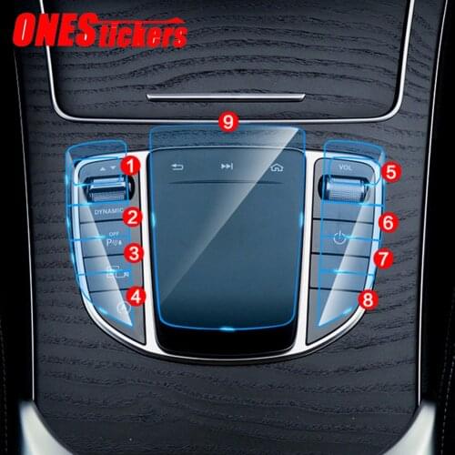 For Mercedes Benz E Class W213 C Class W205 GLC X253 Car Center Console Multimedia Mouse Button TPU Protector Film Accessories