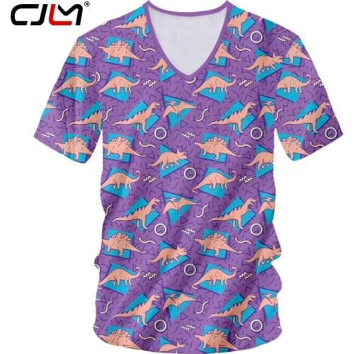 CJLM 3D New Printing Personality Stitching Geometric V-T Shirt Fashion Street Style Mens Tee Summer Short-sleeved Shirt S-6XL